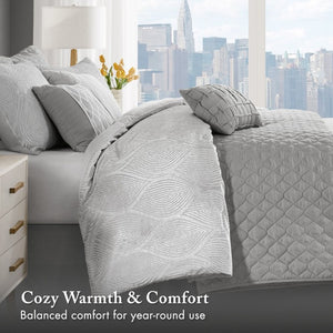 JLA Home Nocturne Velvet Jacquard 10 Piece Comforter Set Glam Layered Bedding for a Luxe Bedroom MP10-8926