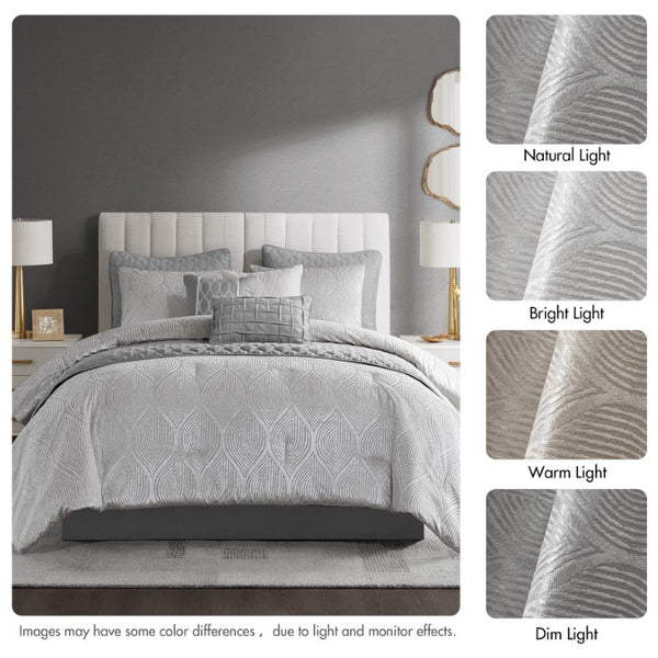 JLA Home Nocturne Velvet Jacquard 10 Piece Comforter Set Glam Layered Bedding for a Luxe Bedroom MP10-8926