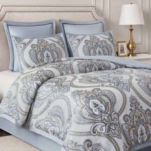 JLA Home Aveline Jacquard Chenille Damask Comforter Set 9 Piece Traditional Bedroom Bedding 90 W x 90 L MP10-9029