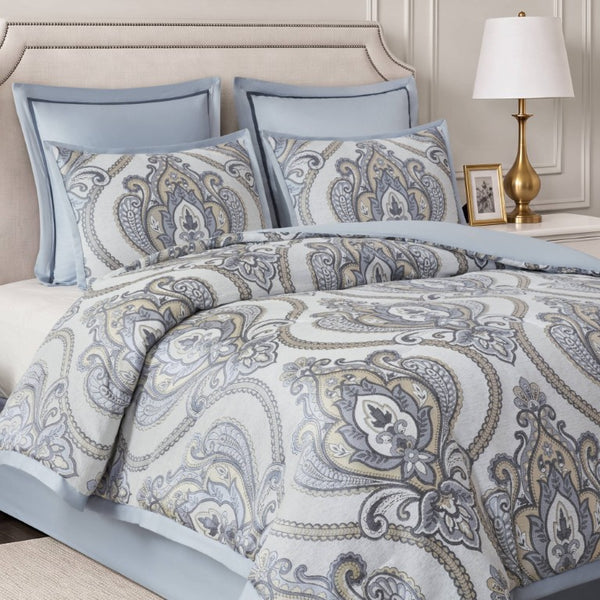 JLA Home Aveline Jacquard Chenille Damask Comforter Set 9 Piece Traditional Bedroom Bedding 104 W x 98 L MP10-9031