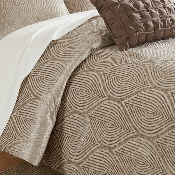 JLA Home Nocturne Velvet Jacquard Comforter Set 10 Piece Glam Layered Bedding with Quilt and Shams MP10-9068