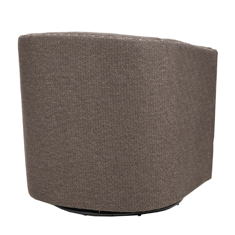 JLA Home Tyler Swivel Barrel Accent Chair with Bronze Nailhead Trim for Living Room Chocolate MP103-0481