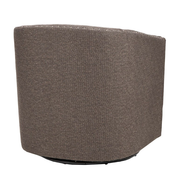 JLA Home Tyler Swivel Barrel Accent Chair with Bronze Nailhead Trim for Living Room Chocolate MP103-0481