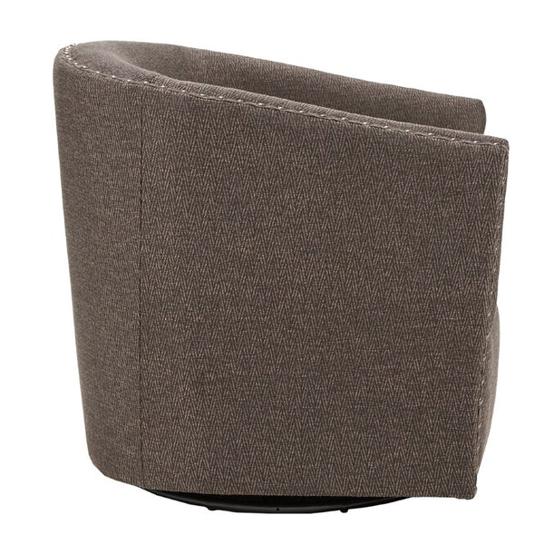 JLA Home Tyler Swivel Barrel Accent Chair with Bronze Nailhead Trim for Living Room Chocolate MP103-0481
