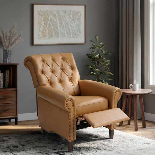 JLA Home Aidan Faux Leather Push Back Recliner with Tufted Rolled and Nailhead Trim MP103-1300