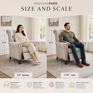 JLA Home Aidan Faux Leather Push Back Recliner with Tufted Rolled and Nailhead Trim MP103-1300