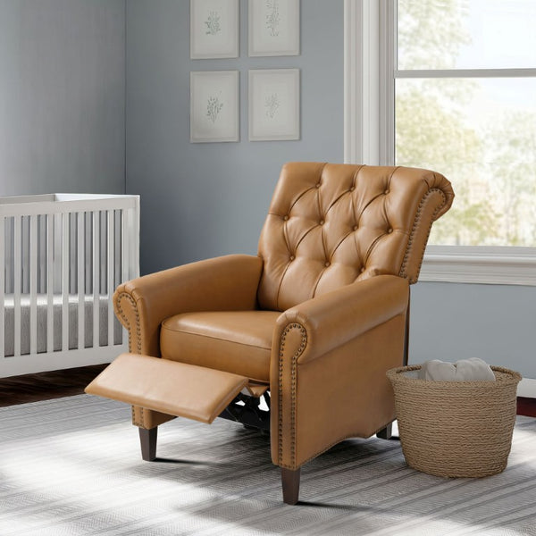 JLA Home Aidan Faux Leather Push Back Recliner with Tufted Rolled and Nailhead Trim MP103-1300