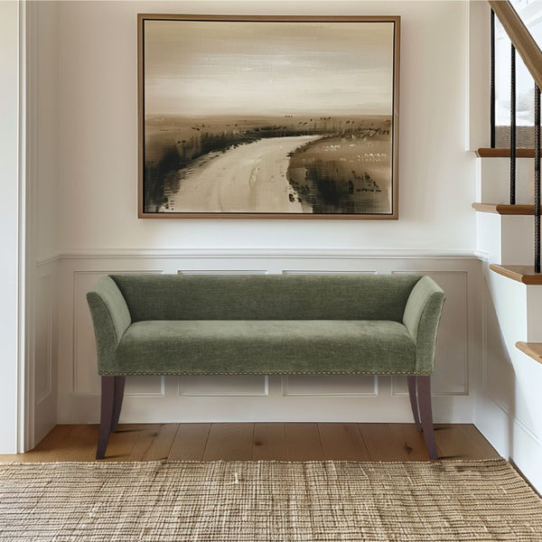 JLA Home Welburn Nailhead Trim Upholstered Bench Formal Entryway or Bedroom Accent Seat Green MP105-1267