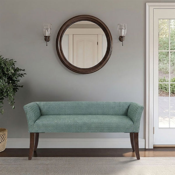 JLA Home Welburn Nailhead Trim Upholstered Bench Formal Entryway or Bedroom Accent Seat Dusty Aqua MP105-1308