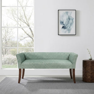JLA Home Welburn Nailhead Trim Upholstered Bench Formal Entryway or Bedroom Accent Seat Dusty Aqua MP105-1308