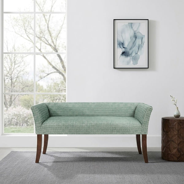 JLA Home Welburn Nailhead Trim Upholstered Bench Formal Entryway or Bedroom Accent Seat Dusty Aqua MP105-1308