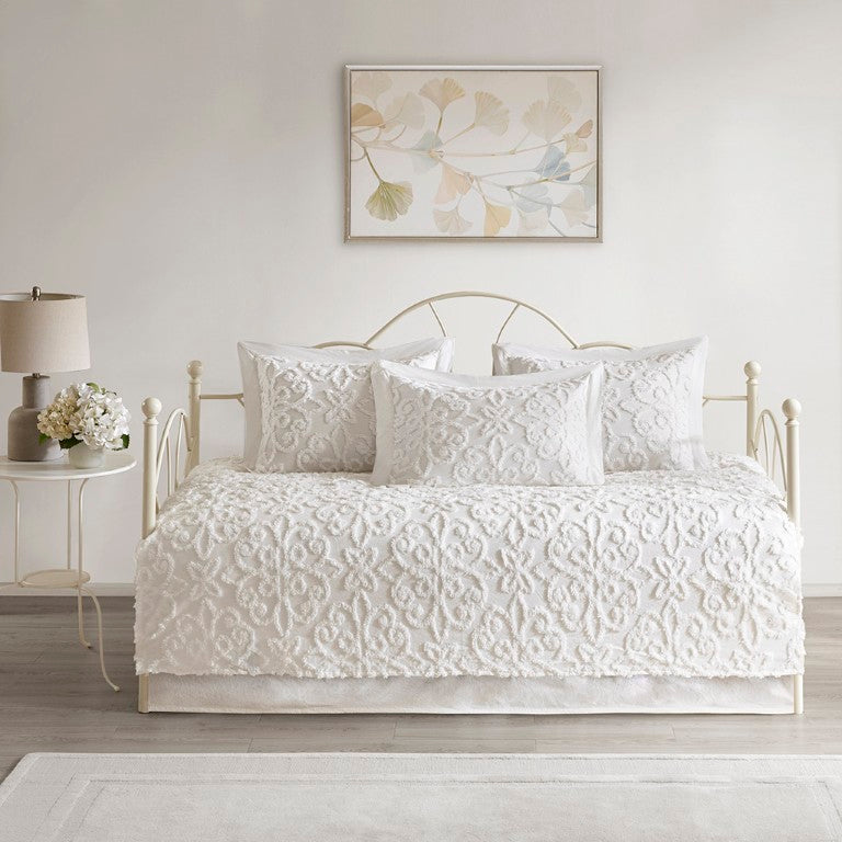 JLA Home Sabrina Cotton Chenille Daybed Set with Tufted Medallion Design for Guest Rooms MP13-5322