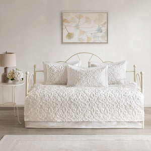 JLA Home Sabrina Cotton Chenille Daybed Set with Tufted Medallion Design for Guest Rooms MP13-5322