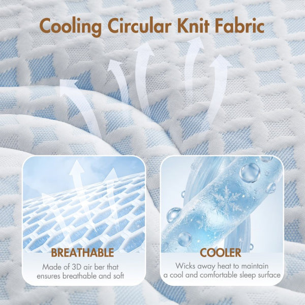 JLA Home 3-Zone Cooling Mattress Pad with Honeycomb Quilting for Spinal Support and Heat Relief 75 W x 39 L MP16-7231