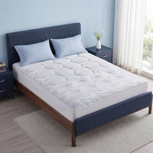 JLA Home 3-Zone Cooling Mattress Pad with Honeycomb Quilting for Spinal Support and Heat Relief 75 W x 54 L MP16-7233