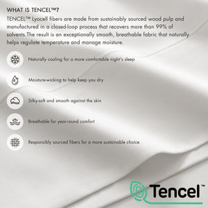 JLA Home Tencel Lyocell Cotton Blend Sheet Set 300 Thread Count Breathable Moisture Wicking MP20-8987
