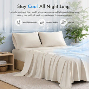 JLA Home Tencel Lyocell Cotton 300 Thread Count Sheet Set OEKO-TEX Certified Bedding MP20-8996