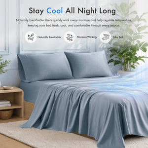 JLA Home Tencel Lyocell Cotton Blend 300 Thread Count OEKO-TEX Soft Breathable Bedroom Sheet Set MP20-9003