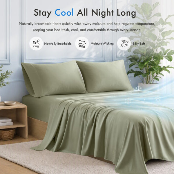 JLA Home Tencel Lyocell Cotton Sheet Set 300 Thread Count Breathable OEKO-TEX Certified MP20-9011