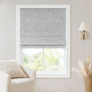 JLA Home Quincy Cordless Blackout Roman Shade Linen-Look Fabric for Bedroom or Nursery Light Grey 35.98 inches MP40-8921