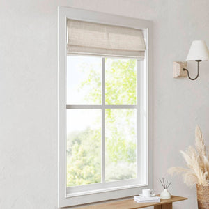 JLA Home Quincy Cordless Blackout Roman Shade Linen-Look Fabric for Bedroom or Nursery Linen 30.98 inches MP40-9001