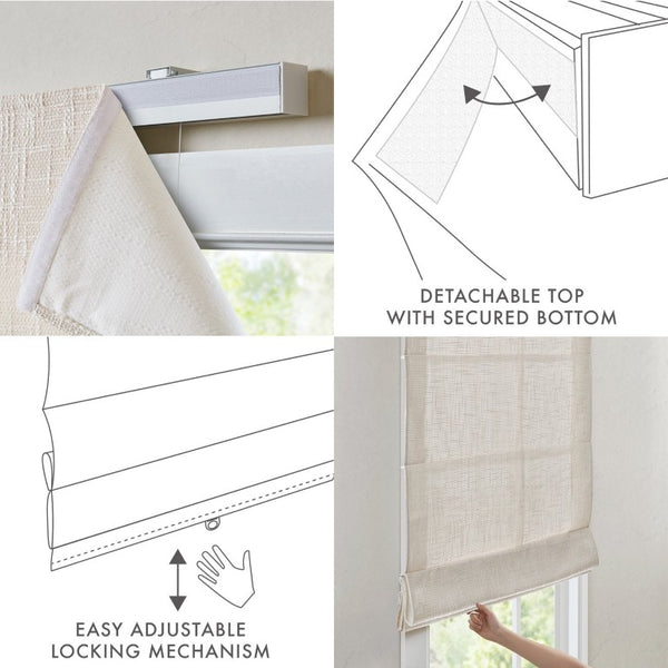 JLA Home Quincy Cordless Blackout Roman Shade Linen-Look Fabric for Bedroom or Nursery Linen 35.98 inches MP40-9004