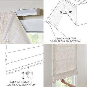 JLA Home Quincy Cordless Blackout Roman Shade Linen-Look Fabric for Bedroom or Nursery Linen 36.97 inches MP40-9005