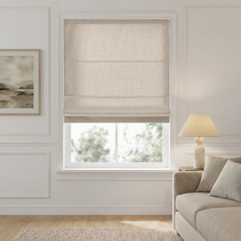 JLA Home Mira Linen Textured Cordless Roman Shade with Thermal Backing for Any Room MP40-9034