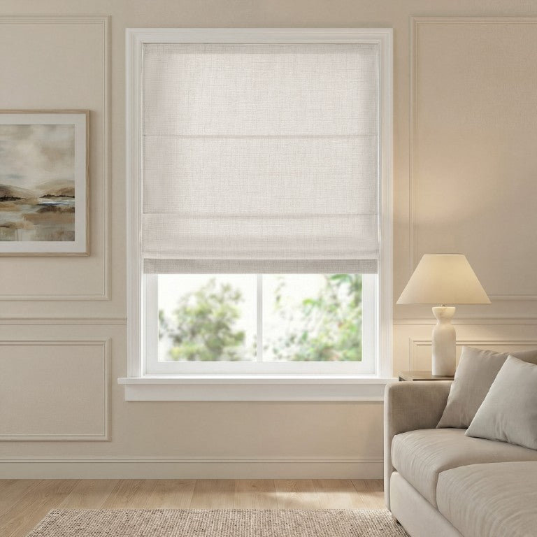 JLA Home Mira Linen Textured Cordless Roman Shade with Thermal Foam Backing for Bedrooms MP40-9035