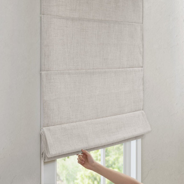JLA Home Mira Linen Textured Cordless Roman Shade with Thermal Foam Backing for Bedrooms MP40-9035