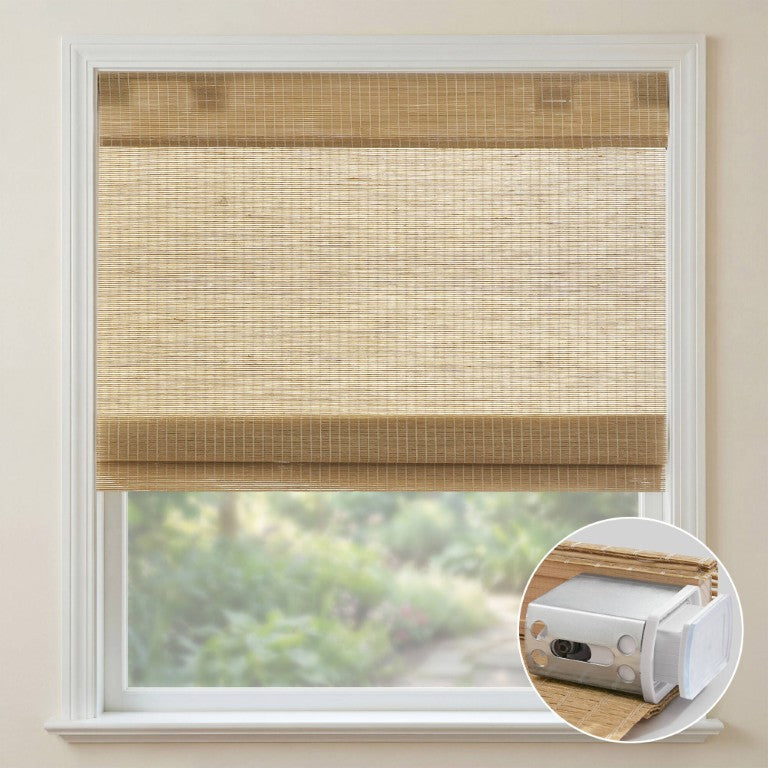 JLA Home Nordic Woven Jute Paper Roman Shade Cordless Light Filtering for Modern Homes 29 W x 64 L MP40-9053