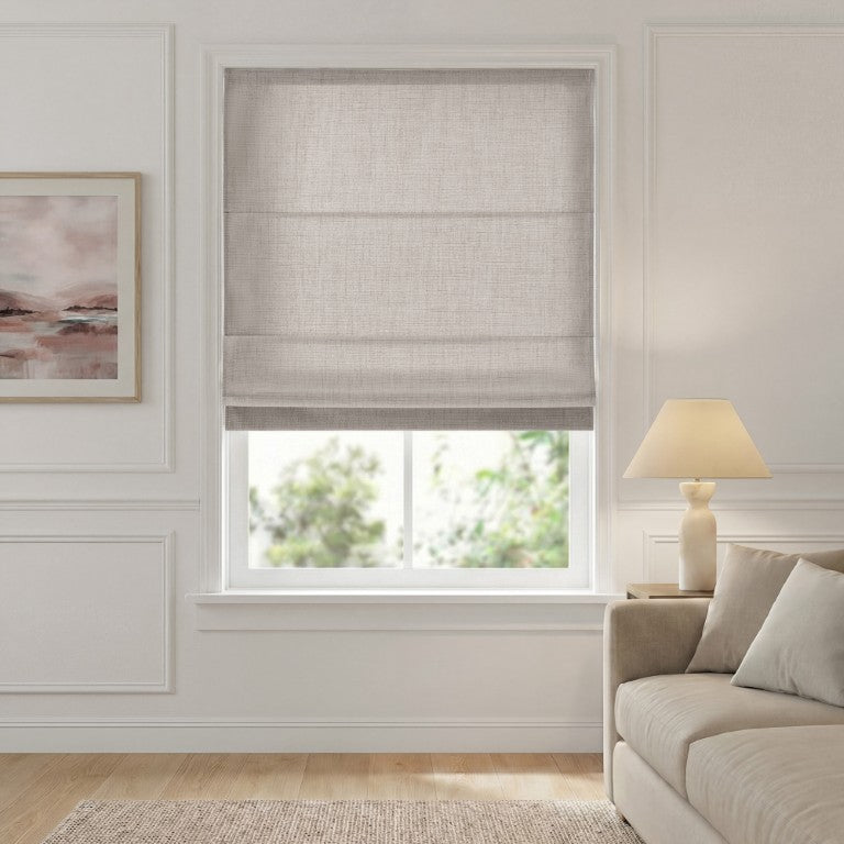 JLA Home Mira Linen Texture Cordless Roman Shade Thermal Foam Backed for Privacy and Style MP40-9062