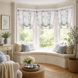 JLA Home Adele Botanical Floral Ruffle Linen Blend Window Panel for Farmhouse Cottage Rooms Blue 42 W x 63 L MP40-9083