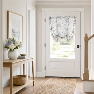 JLA Home Adele Botanical Floral Ruffle Linen Blend Window Panel for Farmhouse Cottage Rooms Blue 42 W x 63 L MP40-9083