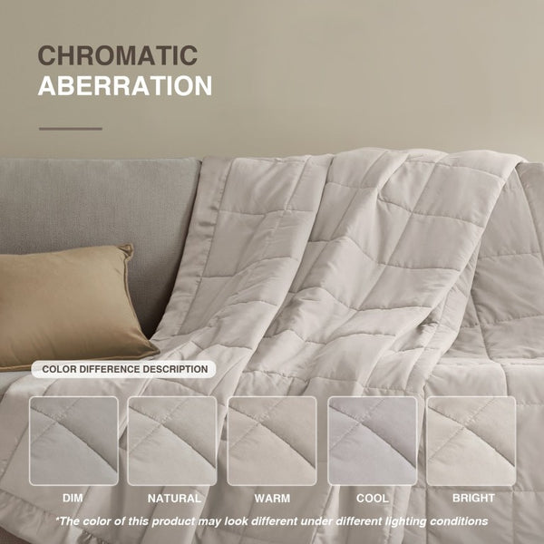 JLA Home Windom Box Quilted Hypoallergenic Microfiber Blanket with Satin Trim for All Seasons Grey 68 W x 90 L MP51-1533