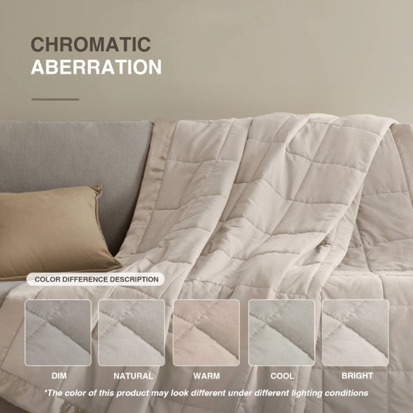 JLA Home Windom Box Quilted Hypoallergenic Microfiber Blanket with Satin Trim for All Seasons Grey 68 W x 90 L MP51-1533