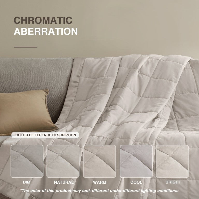 JLA Home Windom Box Quilted Hypoallergenic Microfiber Blanket with Satin Trim for All Seasons Grey 90 W x 90 L MP51-1534