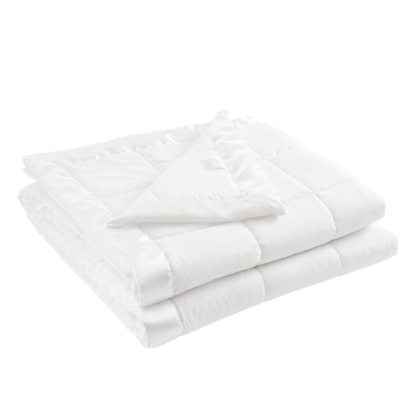 JLA Home Windom Box Quilted Hypoallergenic Microfiber Blanket with Satin Trim for All Seasons White 68 W x 90 L MP51-1613