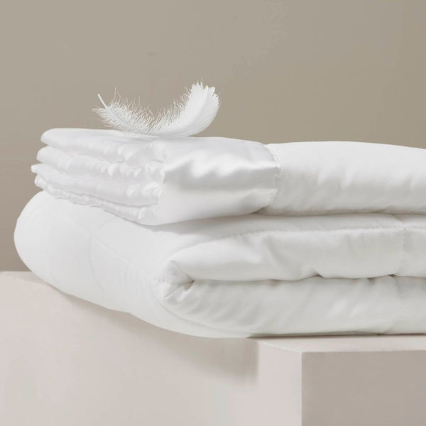 JLA Home Windom Box Quilted Hypoallergenic Microfiber Blanket with Satin Trim for All Seasons White 68 W x 90 L MP51-1613