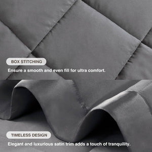 JLA Home Windom Box Quilted Hypoallergenic Microfiber Blanket with Satin Trim for All Seasons Charcoal 90 W x 90 L MP51-5149