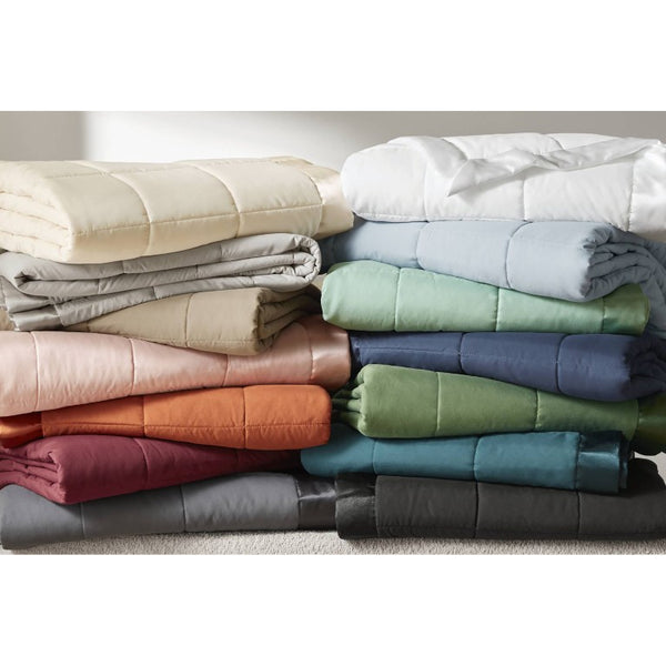 JLA Home Windom Box Quilted Hypoallergenic Microfiber Blanket with Satin Trim for All Seasons Cream 68 W x 90 L MP51-538