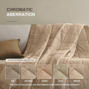 JLA Home Windom Box Quilted Hypoallergenic Microfiber Blanket with Satin Trim for All Seasons Brown 108 W x 90 L MP51-546