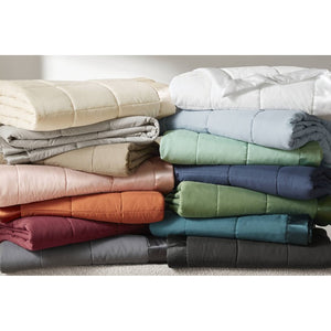 JLA Home Windom Box Quilted Hypoallergenic Microfiber Blanket with Satin Trim for All Seasons Navy 68 W x 90 L MP51-6698