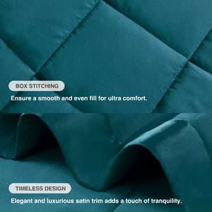 JLA Home Windom Box Quilted Hypoallergenic Microfiber Blanket with Satin Trim for All Seasons Teal 68 W x 90 L MP51-7661