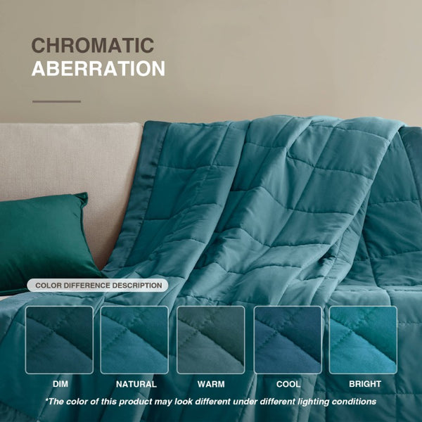 JLA Home Windom Box Quilted Hypoallergenic Microfiber Blanket with Satin Trim for All Seasons Teal 68 W x 90 L MP51-7661