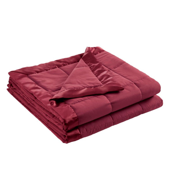 JLA Home Windom Box Quilted Hypoallergenic Microfiber Blanket with Satin Trim for All Seasons Burgundy 68 W x 90 L MP51-8134