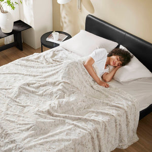 JLA Home Zuri Reversible Faux Fur and Mink Throw Blanket for Sofa or Bed Glam Comfort MP51-8529