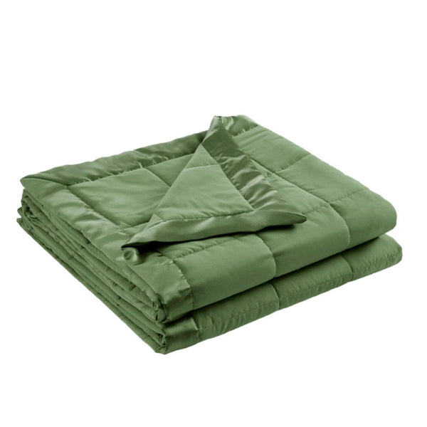 JLA Home Windom Box Quilted Hypoallergenic Microfiber Blanket with Satin Trim for All Seasons Green 68 W x 90 L MP51-8646
