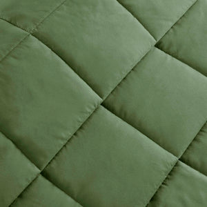 JLA Home Windom Box Quilted Hypoallergenic Microfiber Blanket with Satin Trim for All Seasons Green 108 W x 90 L MP51-8648