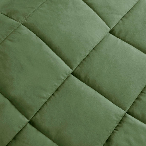 JLA Home Windom Box Quilted Hypoallergenic Microfiber Blanket with Satin Trim for All Seasons Green 108 W x 90 L MP51-8648